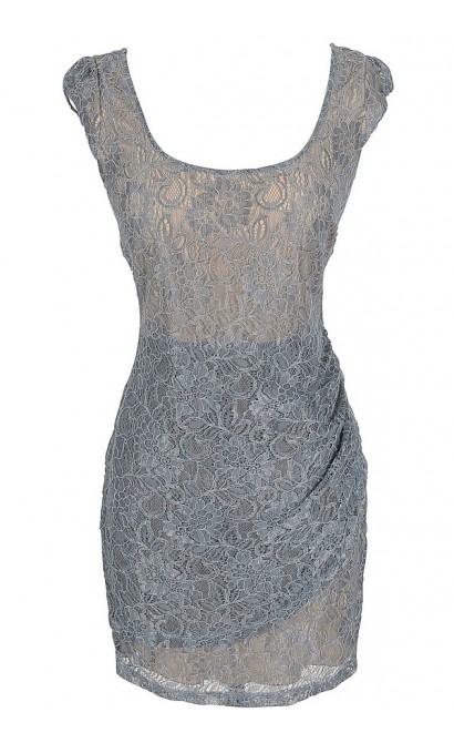 Morning Mist Lace Bodycon Dress in Light Blue